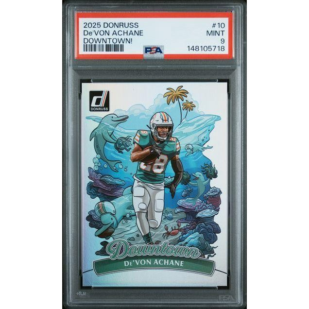DeVon Achane 2025 Donruss Downtown #10 PSA 9