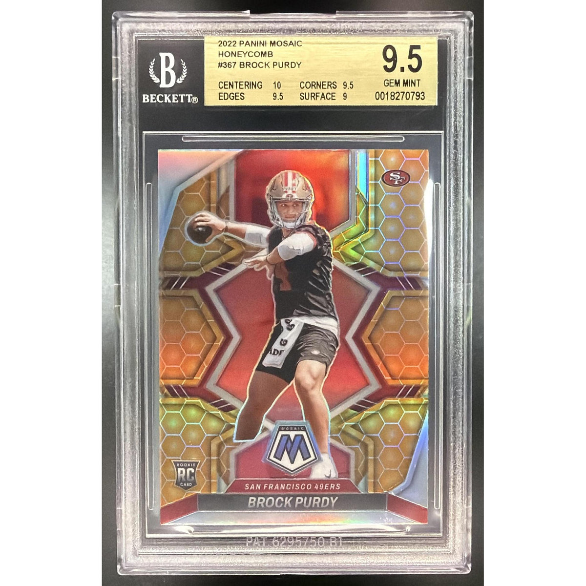 2022 Panini Mosiac Honeycomb Brock Purdy #367RC BGS 9.5