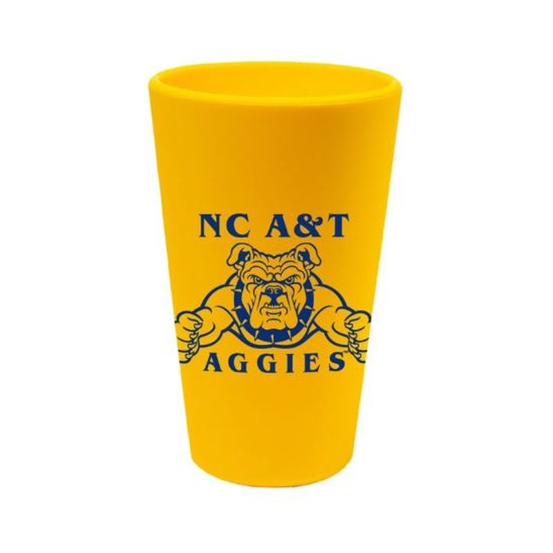 Silicone Pint Glass: NC A&T Aggies 16oz - Gold