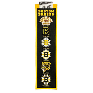Show off your love for the Boston Bruins with this playful 8"x32" wool blend heritage banner. Perfect for any fan, this quirky banner adds Bruins spirit to any room. Bring on the team spirit!