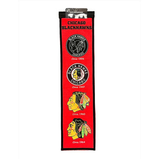 Celebrate your love for the Chicago Blackhawks with this 8"x32" Heritage Banner made from a soft wool blend. Hang it in your room or office to show off your team pride. Go Hawks!