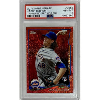 Jacob DeGrom: 2014 Topps Update Throwing - Red Hot Foil #US50 PSA 10