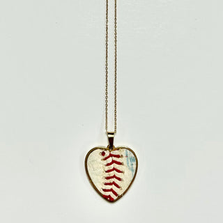 Baseball Seam Gold Heart Pendant Necklace