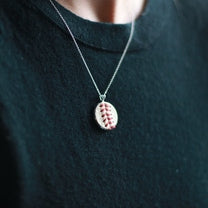 Baseball Seam Dainty Chain Pendant Necklace