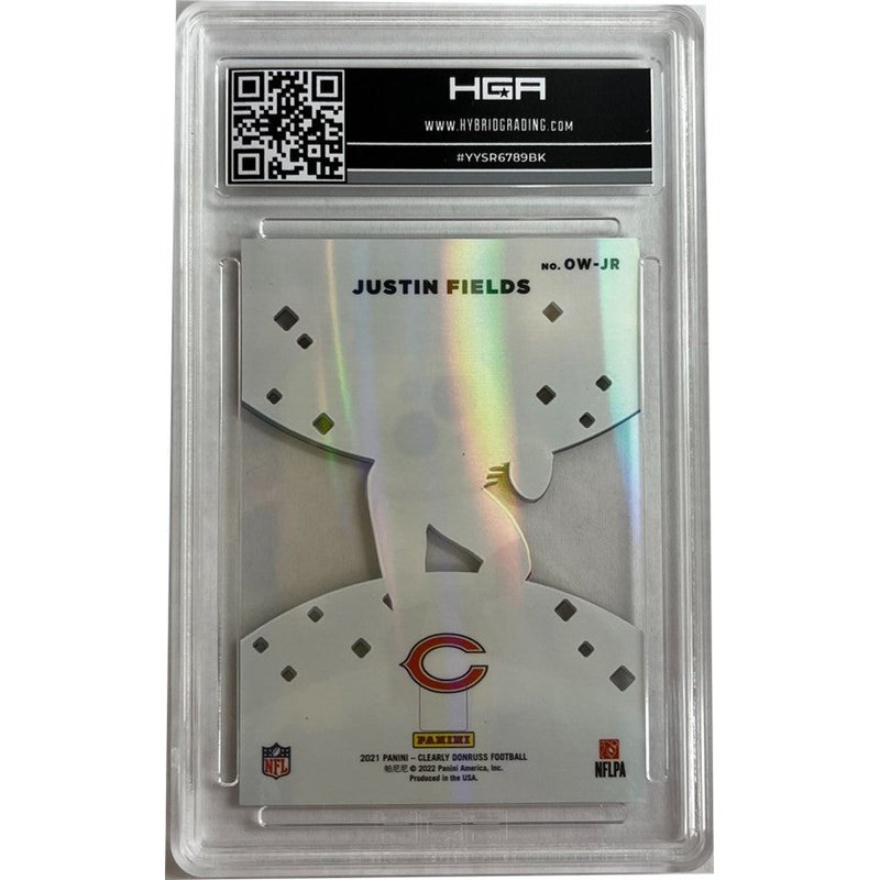 Justin Fields: 2021 Panini Clearly Donruss Out Of This World Holo Silver #OW-JR HGA 9.5