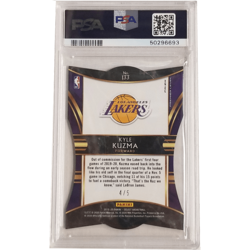 Kyle Kuzma: 2019 Panini Select Die-Cut Green Prizm #133 PSA 10