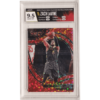Zach LaVine: 2020-21 Panini Select Courtside Red Disco Prizms #239 HGA 9.5