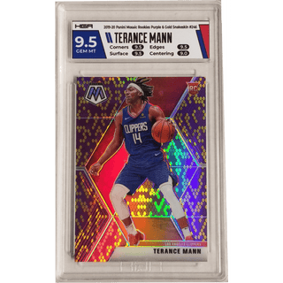 Terance Mann: 2019-20 Panini Mosaic Rookies Purple & Gold Snakeskin #246 HGA 9.5