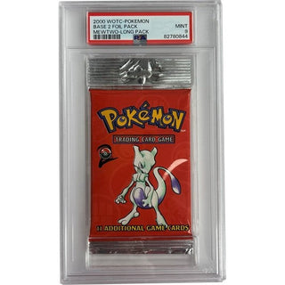 Mewtwo - Long Pack 2000 WOTC Pokémon Base 2 Foil Pack PSA 9