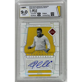 Pele: 2022 Panini National Treasures Legendary Signatures card# LS-P graded HGA 9.0 Numbered 11/25