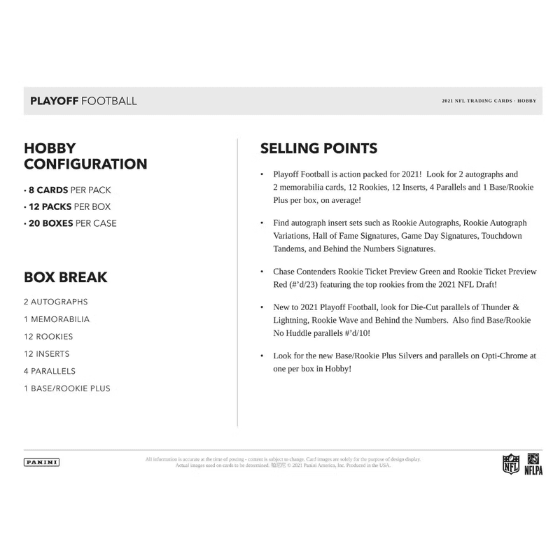 2021 Panini Playoff Football Box