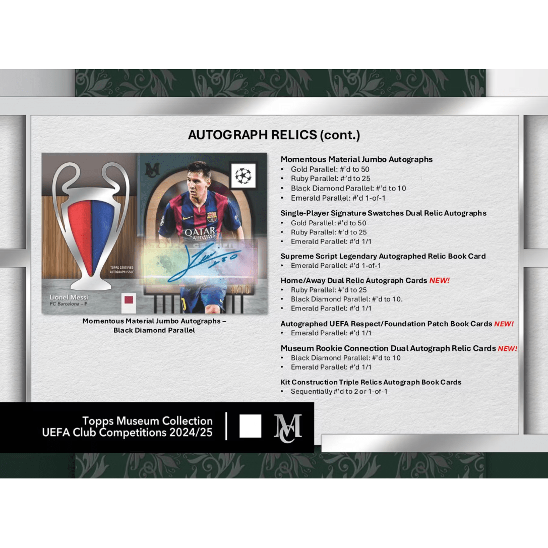 2024-25 Topps UEFA Club Competitions Museum Collection Soccer Hobby Box