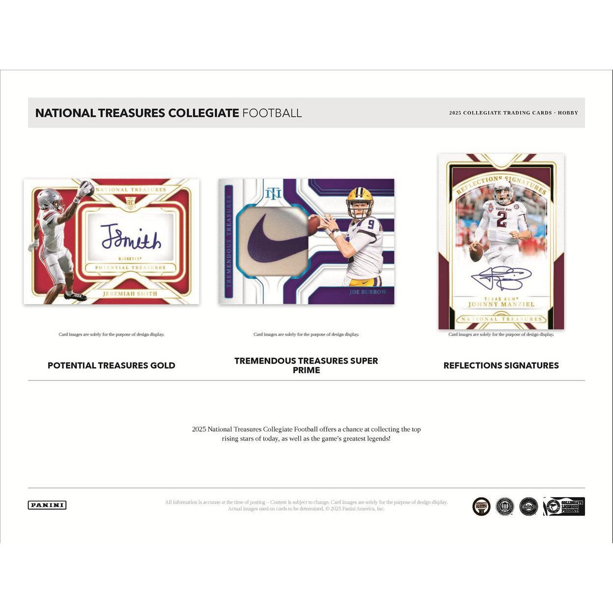 2025 Panini National Treasures Collegiate Football Hobby Box