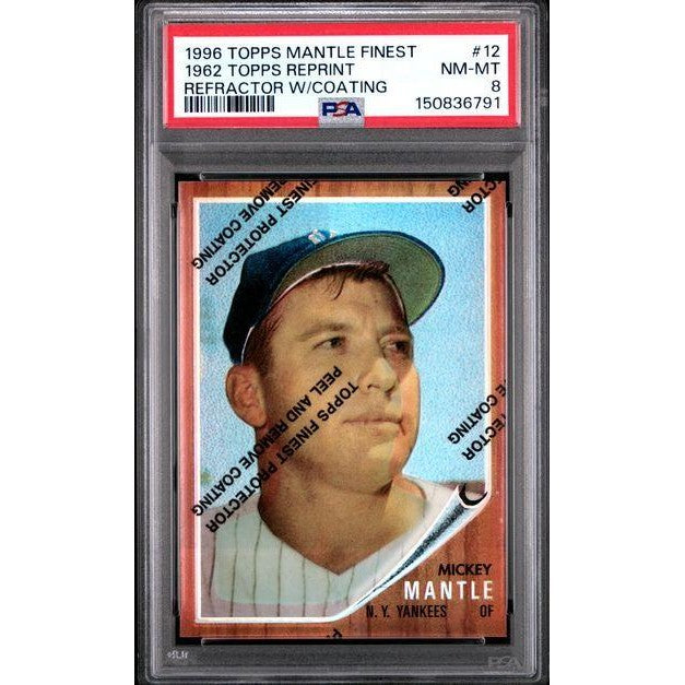 Mickey Mantle 1996 Topps Mantle Finest Refractor 1962 Reprint #12 PSA 8