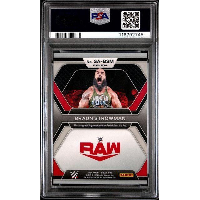 Braun Strowman 2024 WWE Prizm Superstar Auto Blue Prizm #SABSM PSA 10