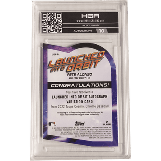 Pete Alonso: 2022 Topps Cosmic Chrome Launched Into Orbit Autograph #LIOA-PA HGA 9.5