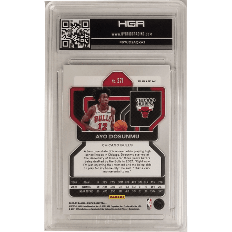 Ayo Dosunmu: 2021-22 Panini Prizm Ruby Wave #271 HGA 8.5