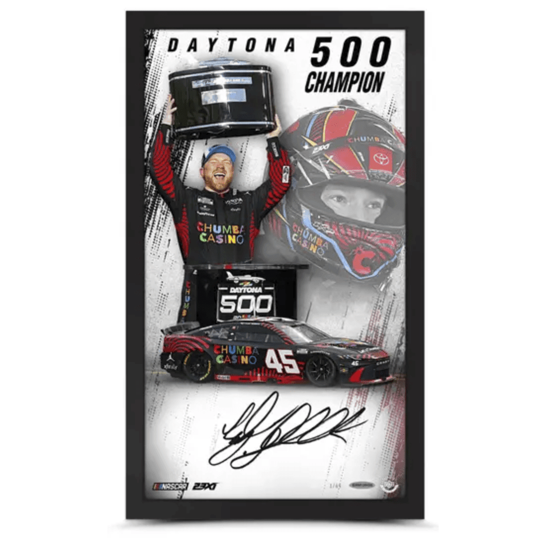 Tyler Reddick Framed Autographed "Spotlight Victorious" 10"x18"