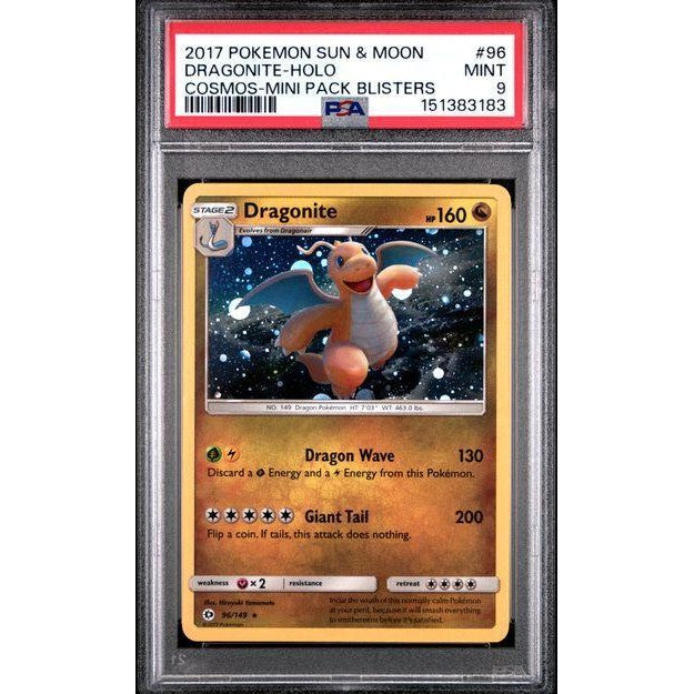 2017 Pokémon Sun & Moon #96 Dragonite Holo Cosmos-Mini Pack Blisters PSA 9