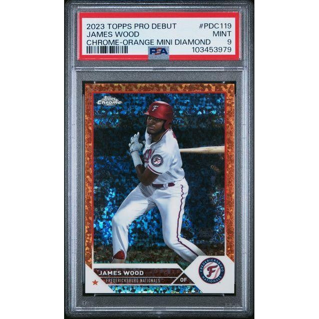 2023 Topps Pro Debut James Wood Chrome Orange Mini Diamond #PDC119 11/25 PSA 9