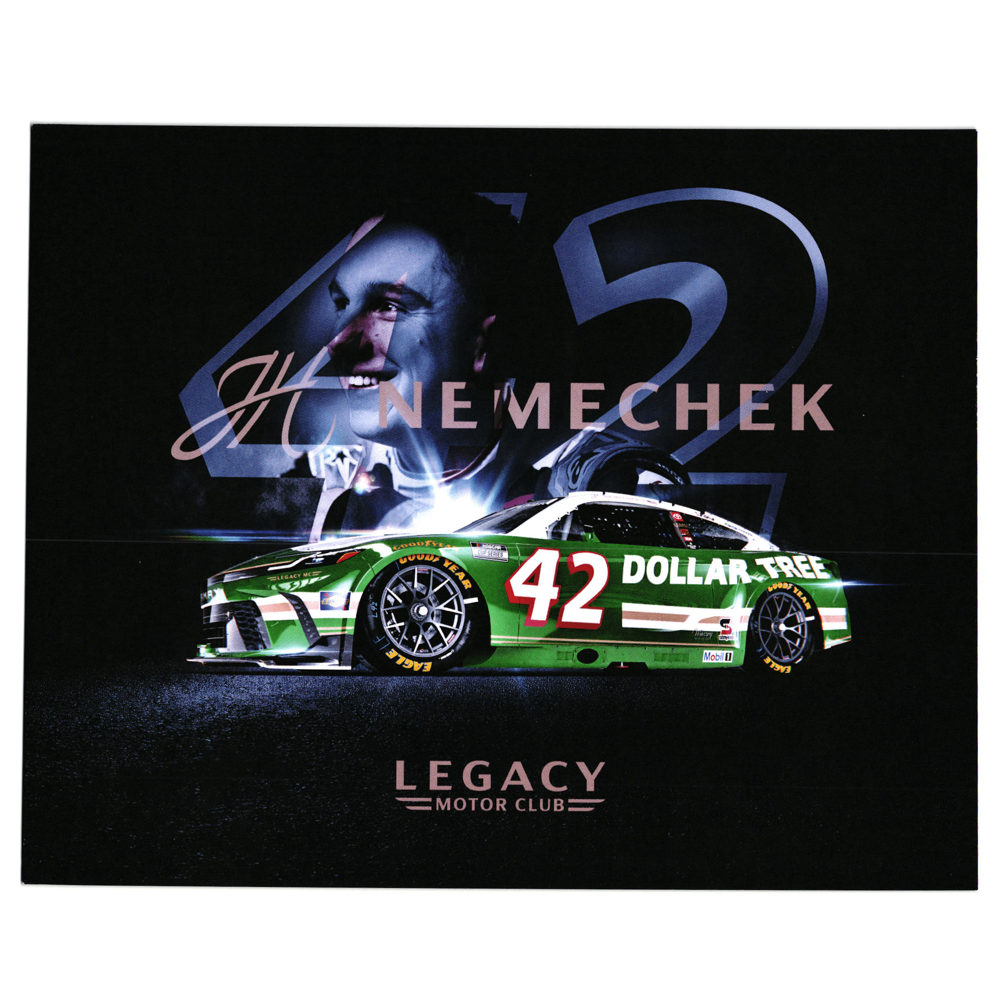 John Hunter Nemechek #42 Legacy Motor Club Dollar Tree NASCAR Hero Card