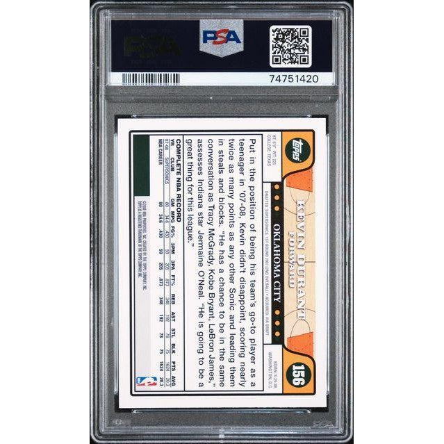 Kevin Durant 2008 Topps #156 PSA 10