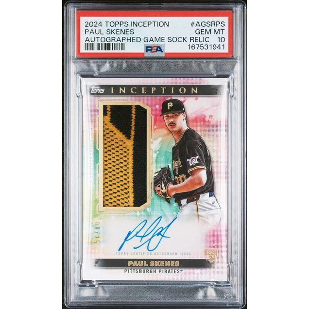 2024 Topps Inception Autographed Game Sock Relic #AGSR-PS Paul Skenes PSA 10