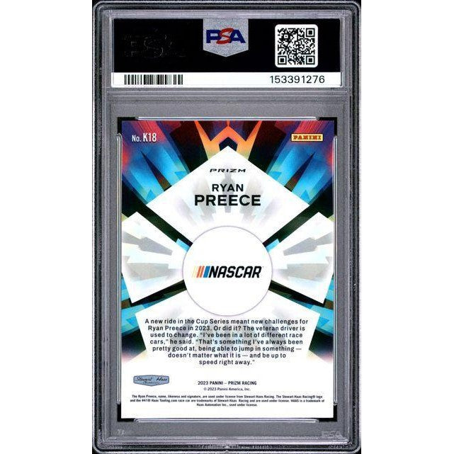 Ryan Preece 2023 Prizm NASCAR Kaleidoscopic White Sparkle # K18 PSA 9