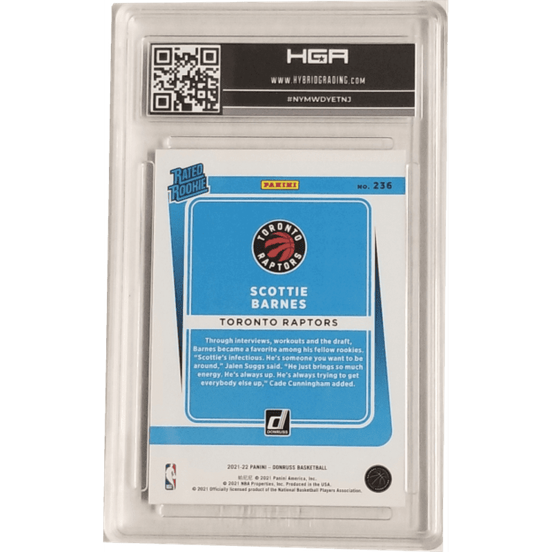 Scottie Barnes: 2021-22 Panini Donruss Rated Rookie Holo Blue Laser #236 HGA 9.5