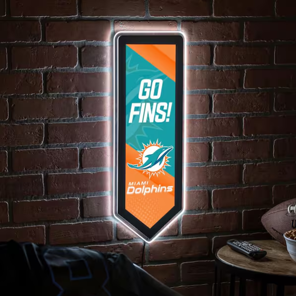 Miami Dolphins LED Pennant Wall Decor 8.8" W x 23" H