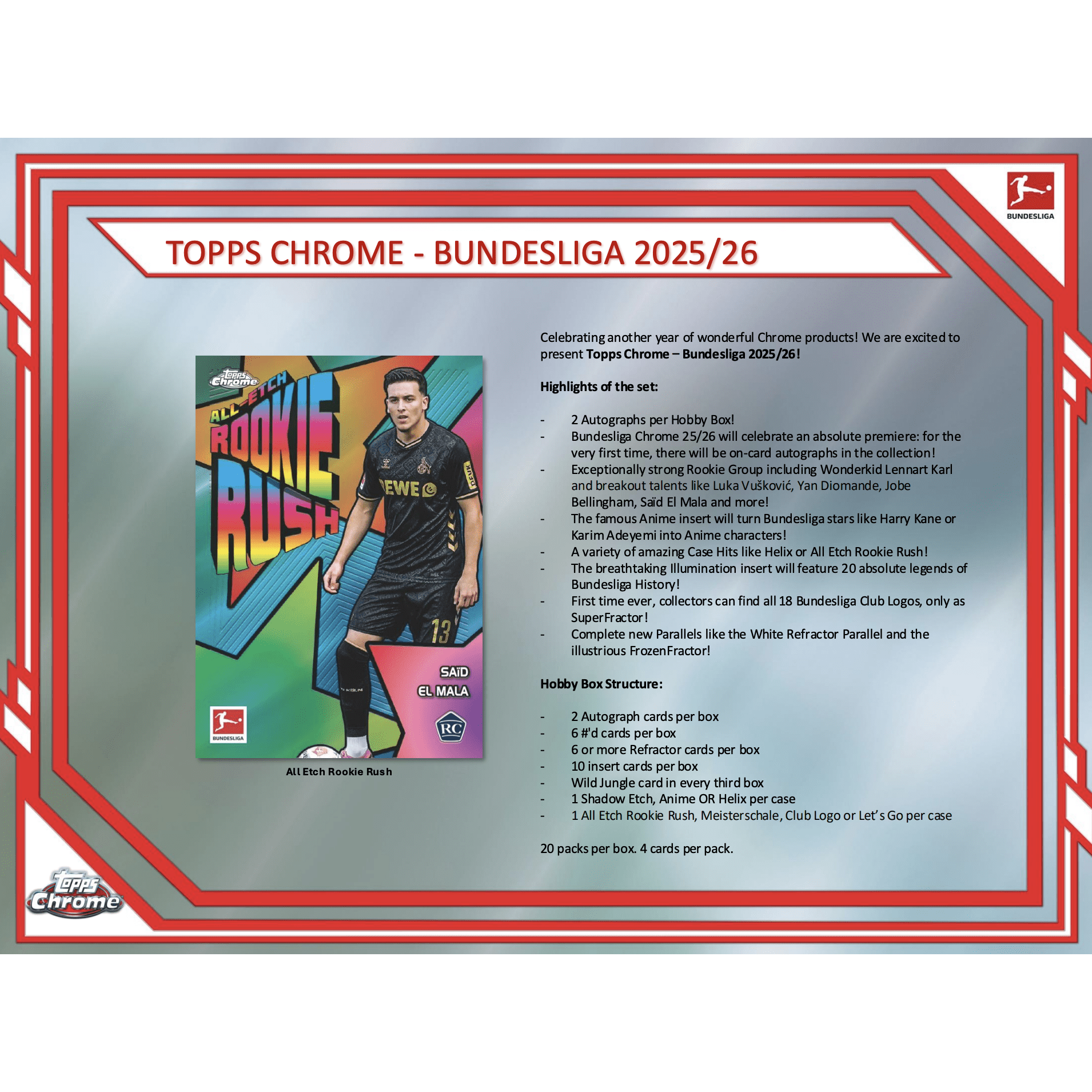 2025-26 Topps Chrome Bundesliga Soccer Hobby Box