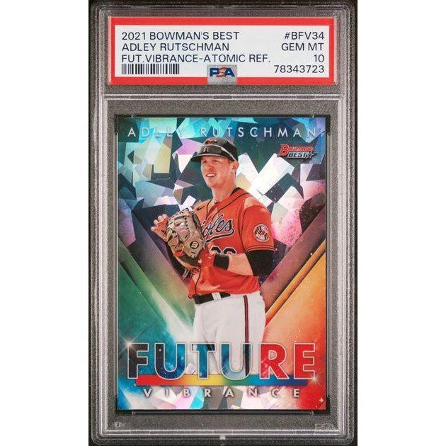 2021 Bowman's Best Future Vibrance #BFV34 Adley Rutschman Future Vibrance Atomic Refractor PSA 10