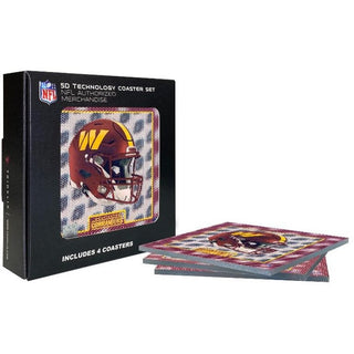 Washington Commanders 5D Helmet Coaster Set – 4-Piece Holographic Shadow Box Design