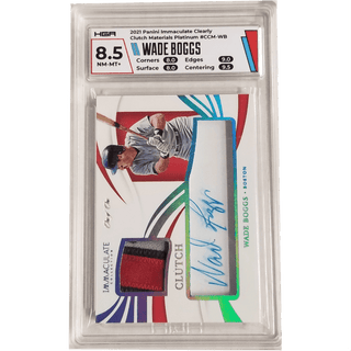 Wade Boggs: 2021 Panini Immaculate Clearly Clutch Materials Platinum #CCM-WB HGA 8.5