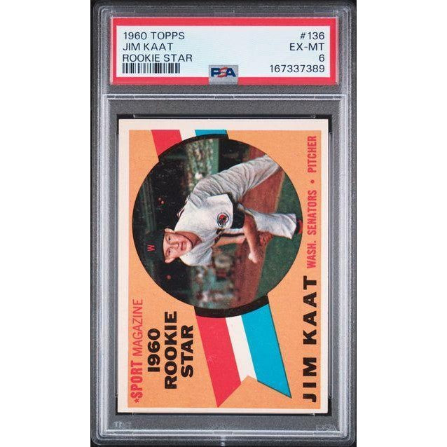 1960 Topps Jim Kaat Rookie Star #136 PSA 6