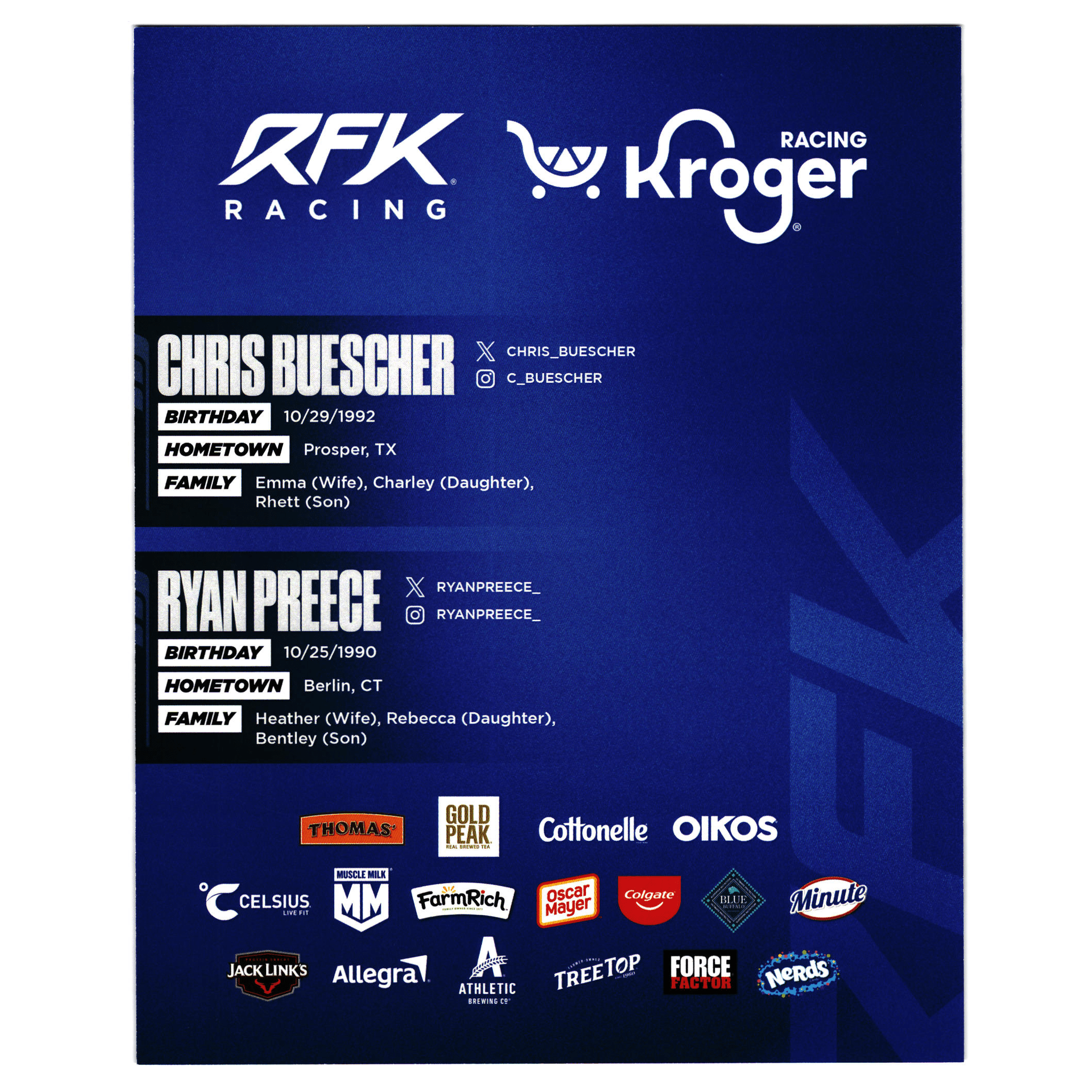 Chris Buescher #17 Ryan Preece #60 Kroger Hero Card