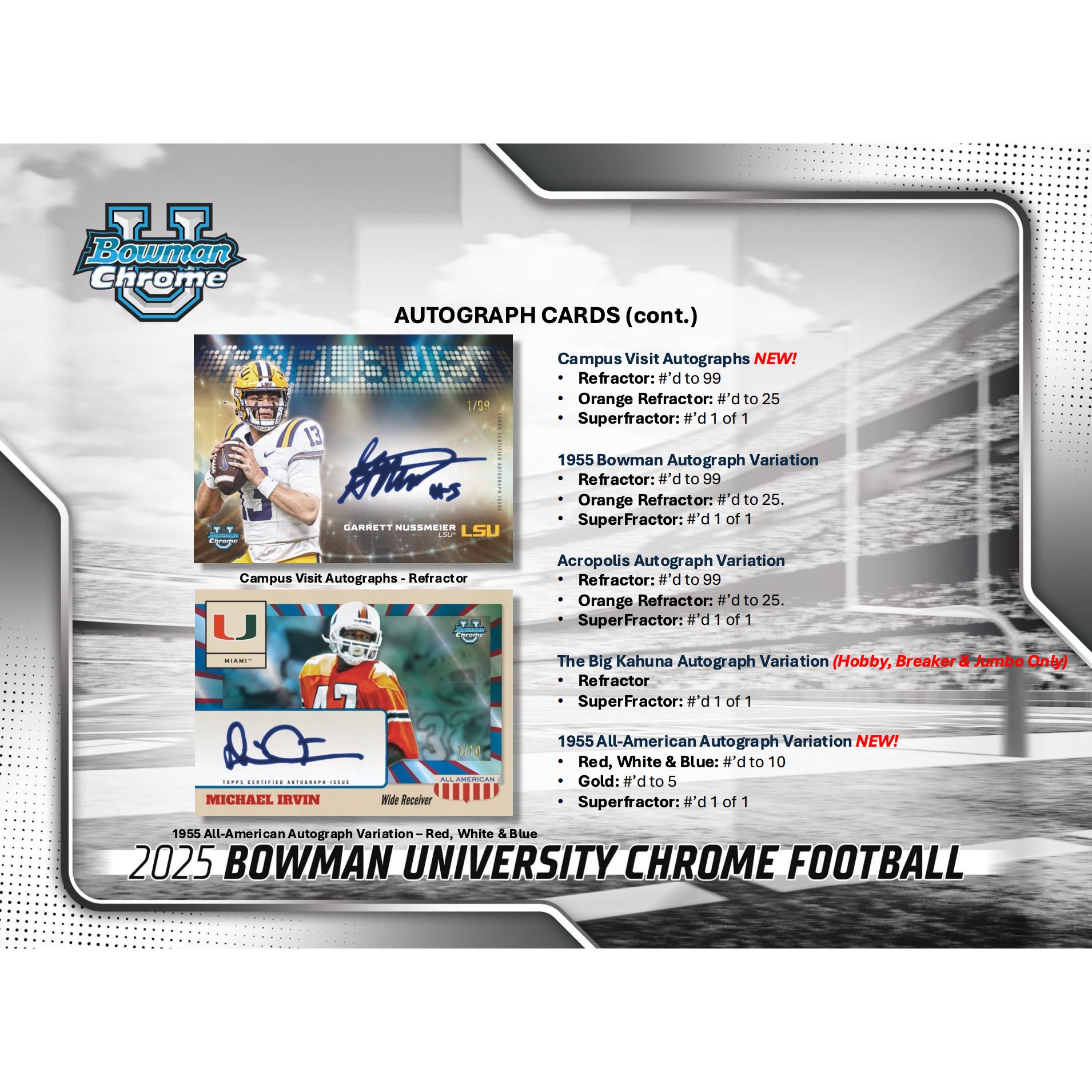 2025 Bowman University Chrome Football Jumbo Box