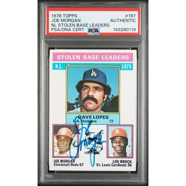 Joe Morgan 1976 Topps #197 NL Stolen Base Champion PSA/DNA Cert. Auto.