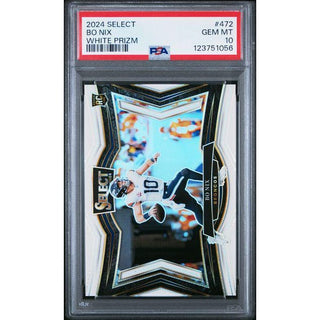 Bo Nix 2024 Panini Select White Prizm #472 PSA 10