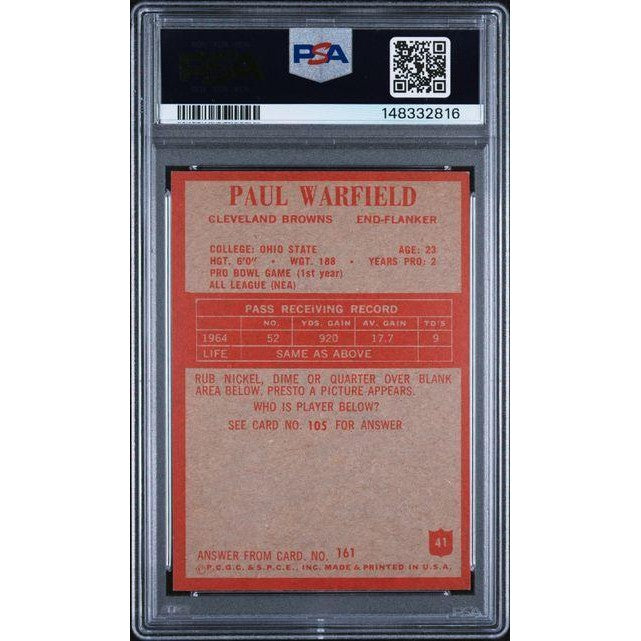 Paul Warfield 1965 Philadelphia #41 PSA 6