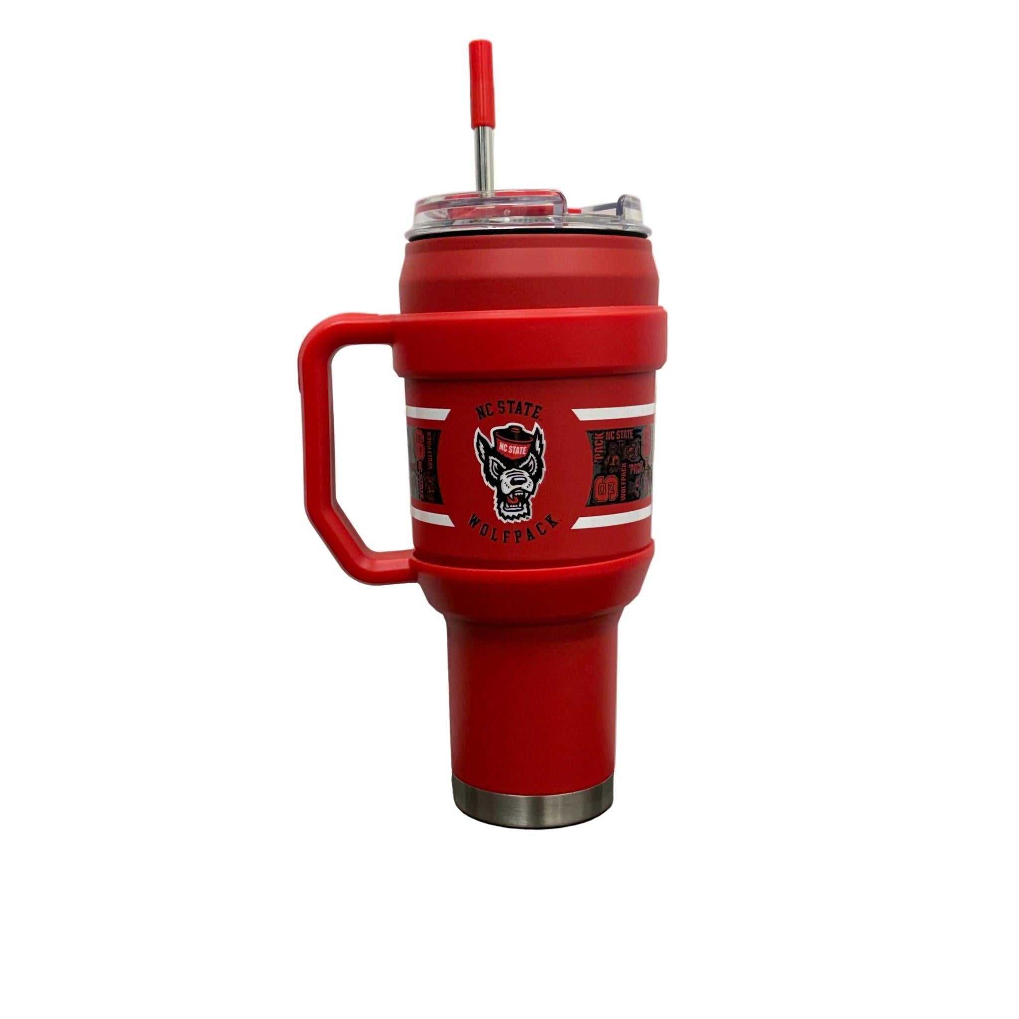 NC State Red Striped 40oz Stainless Steel Tumbler