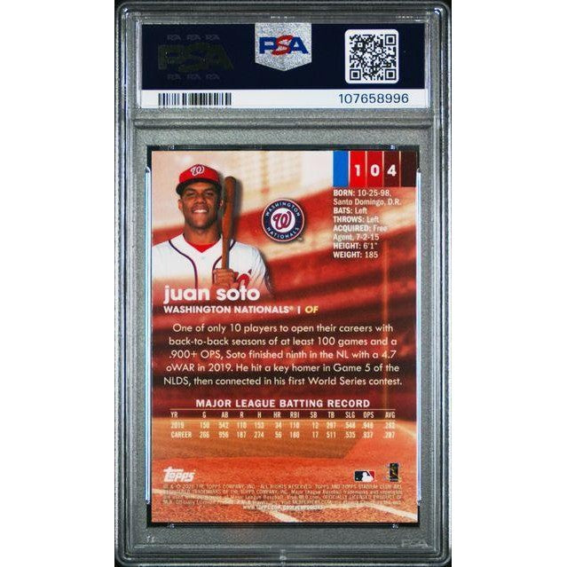 2020 Stadium Club Chrome Juan Soto PSA 10
