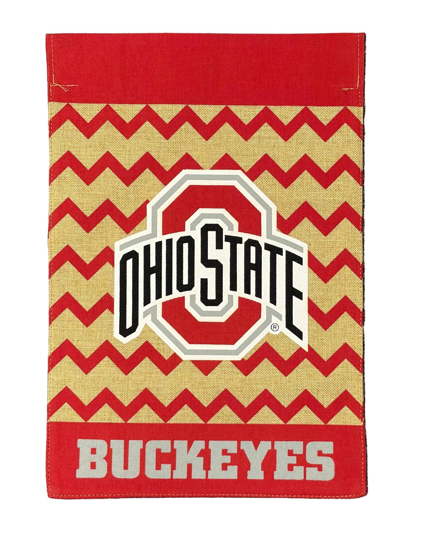 Ohio State Buckeyes Burlap Chevron Pattern Garden Flag 18" x 12.5"
