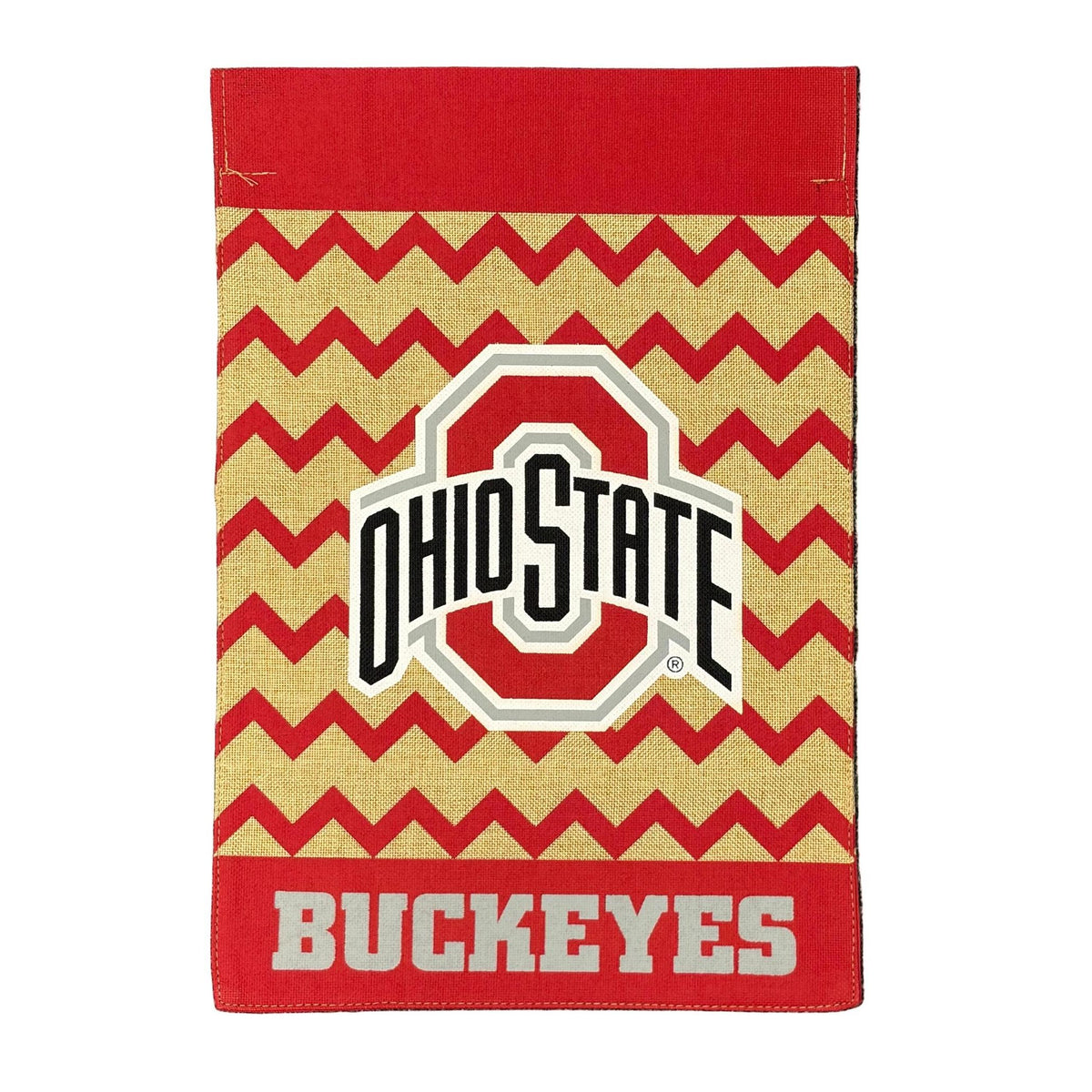 Ohio State Buckeyes Burlap Chevron Pattern Garden Flag 18" x 12.5"