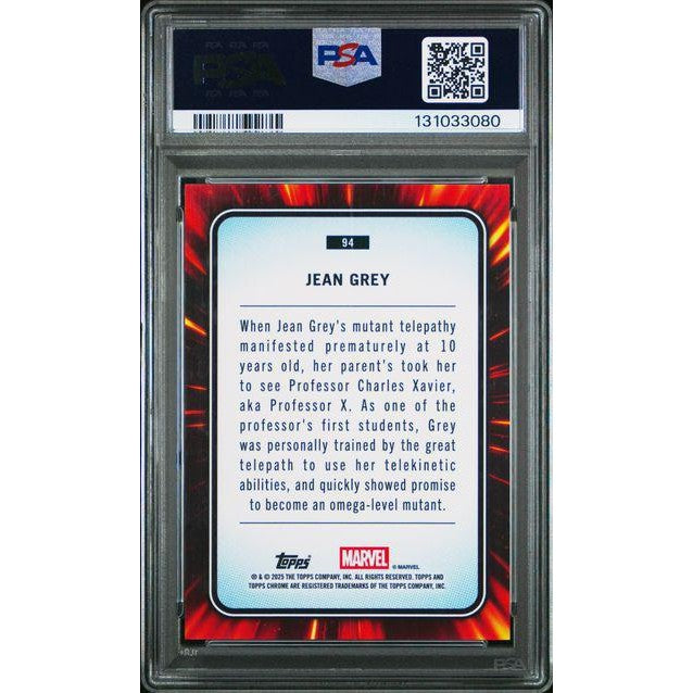 Jean Grey 2025 Topps Chrome Marvel Blue Refractor #94 – PSA 10 249/299