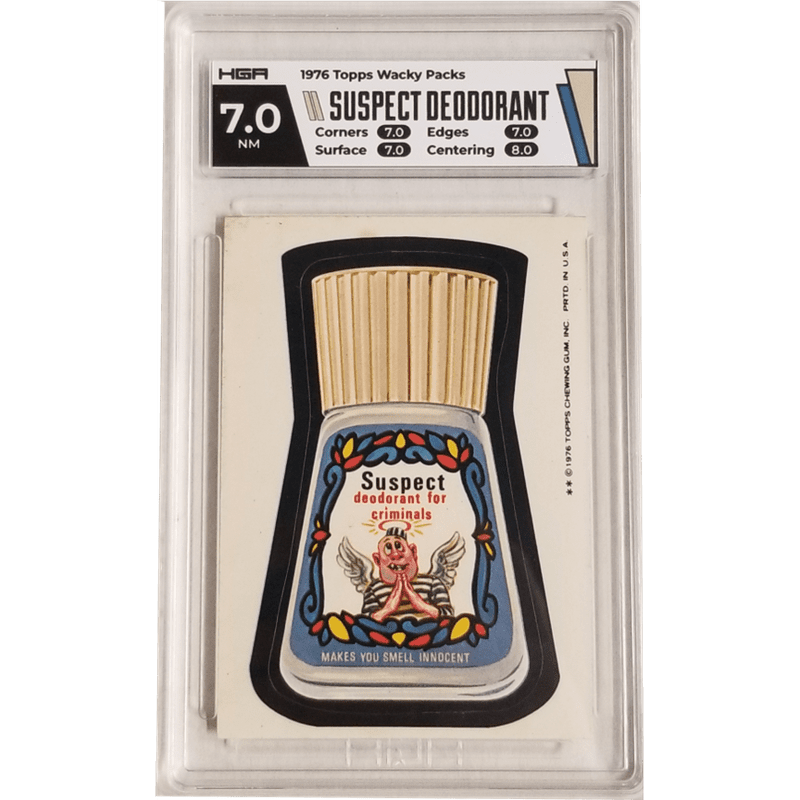 1976 Topps Wacky Packs - Suspect Deodorant HGA 7.0