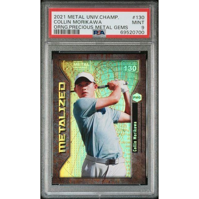 2021 Metal Universe Champions Collin Morikawa Orange Precious Metal Gems #130 79/100 PSA 9