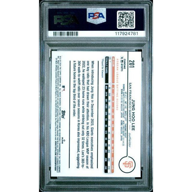 Jung Hoo Lee 2024 Topps Chrome X Fractor #201 PSA 9