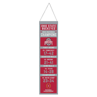 Ohio State Buckeyes National Football Champions College Football Playoffs Wool Banner 8" x 32"