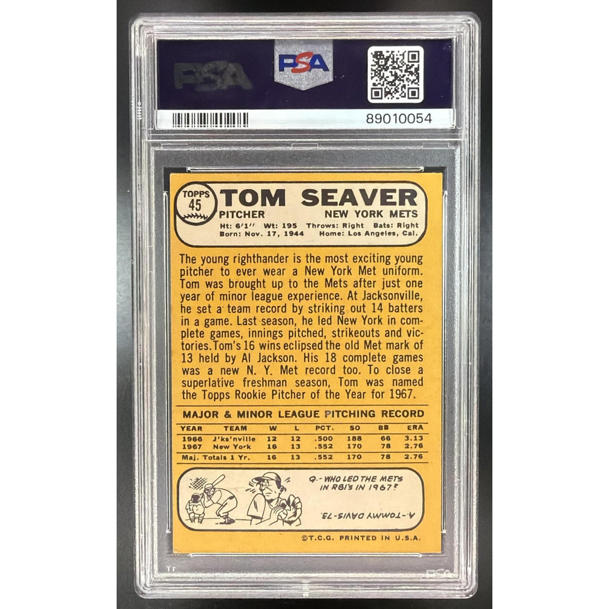1968 Topps Baseball Tom Seaver #45 PSA 5